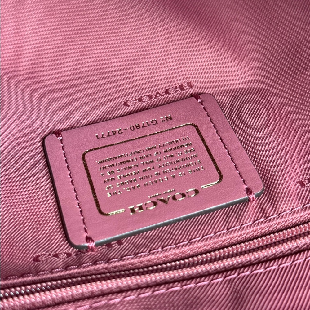 Coach Pink Leather Shoulder Bag with Gold Accents - Picture 9 of 16